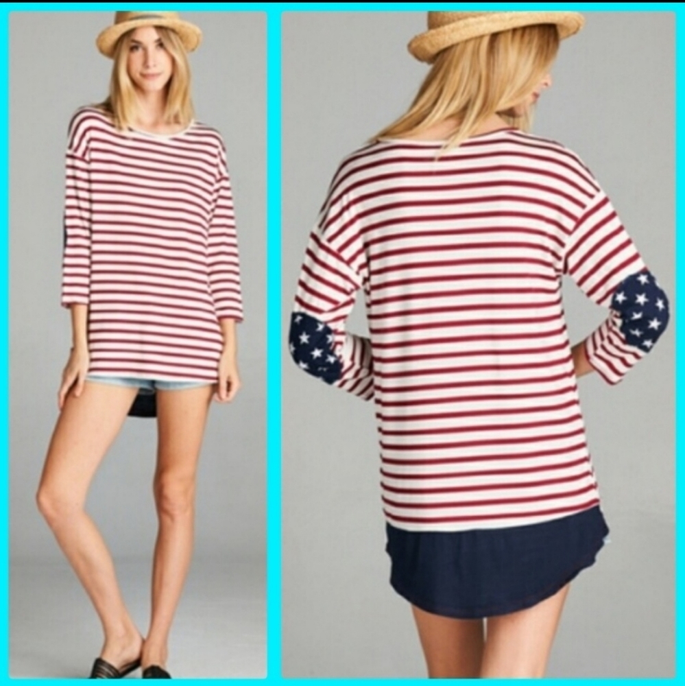 Love Kuza Stars & Stripes Patched Top